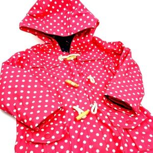 Cath Kids Girls Rain Coat Size 2-3 Years Pink Polka Dot Hooded Jacket Children